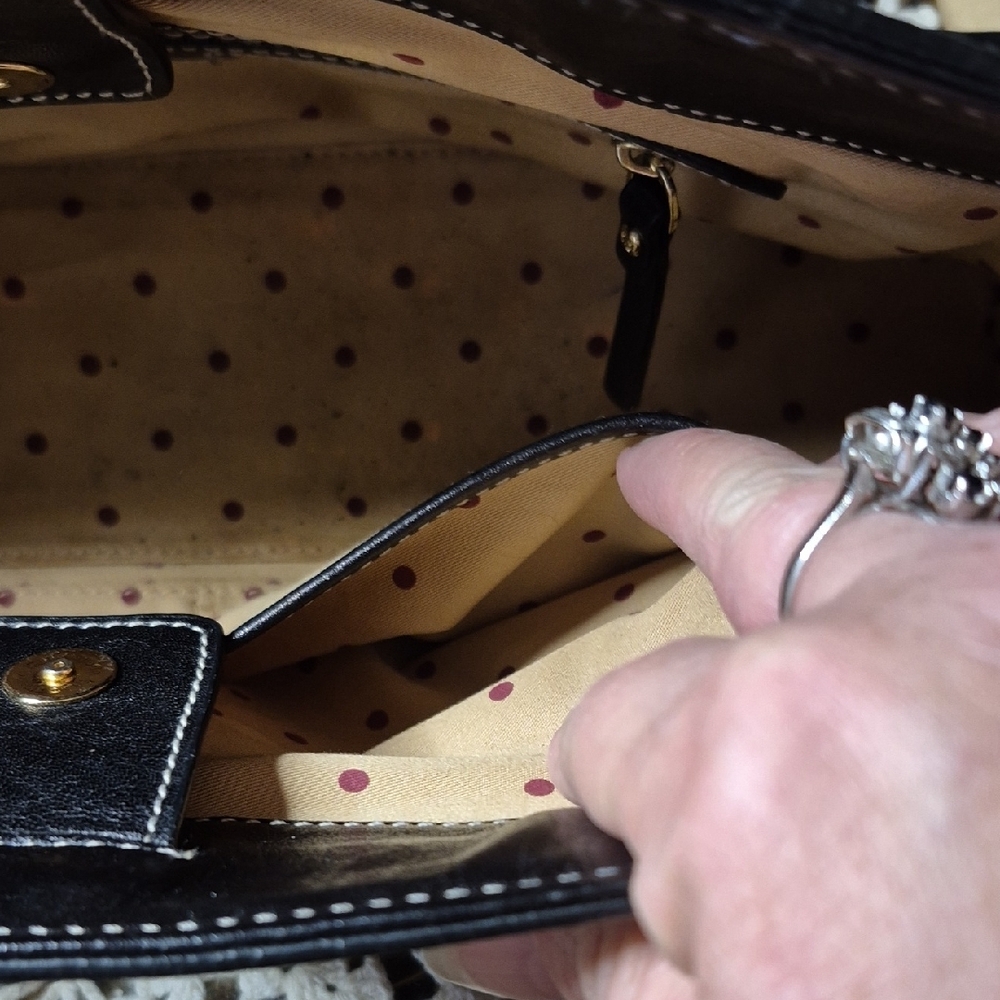 Kate Spade Black Leather Double-Handle Satchel with Contrast Stitching - Picture 5 of 10
